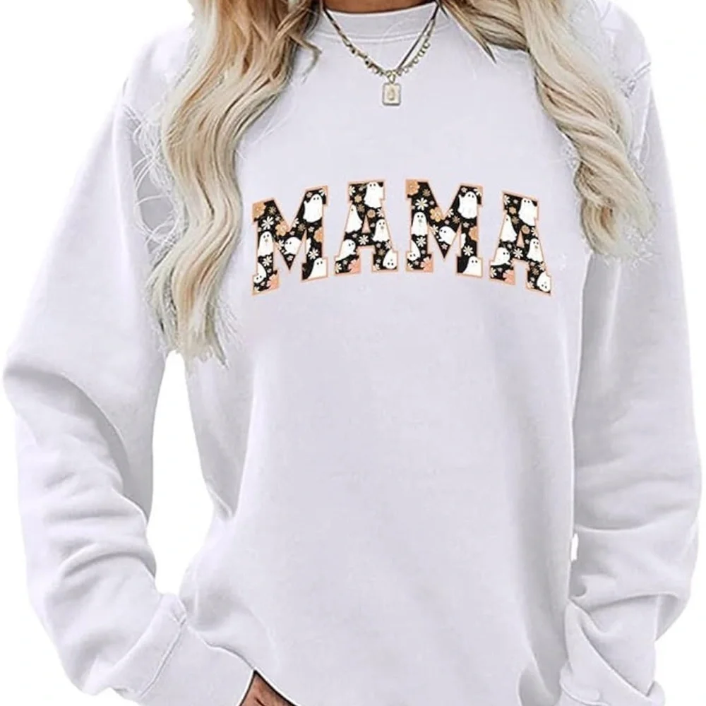 White 'MAMA' Graphic Sweatshirt